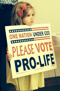 Kate with Vote Pro-Life Sign